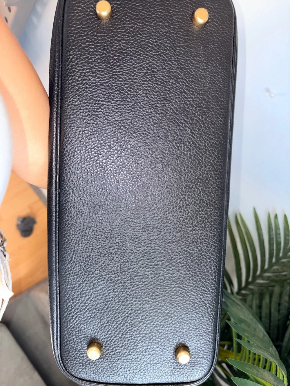 Coach Black Pebbled Leather Tote with Gold Accent
